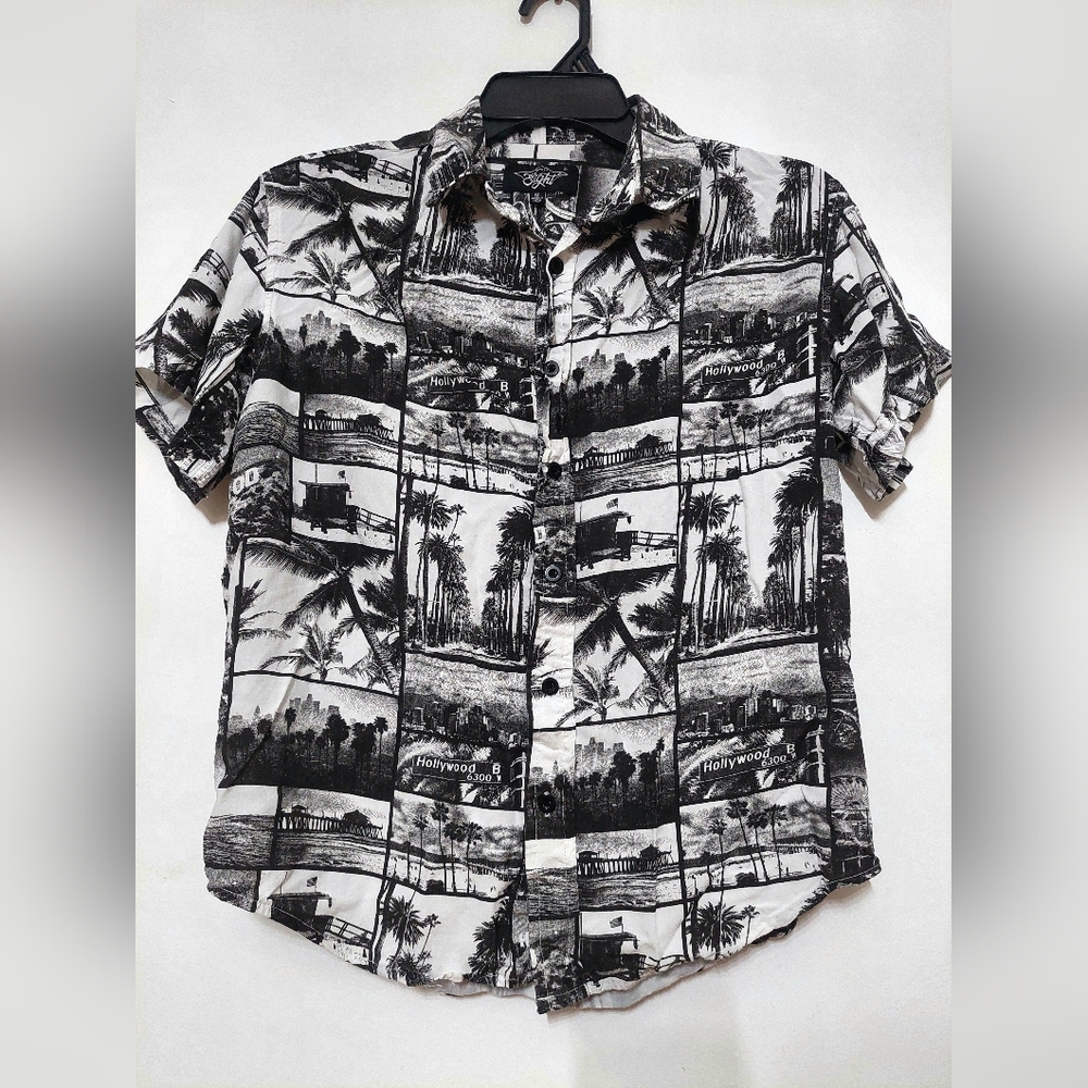 Mens Eighty Eight Black and White Artistic Casual Shirt